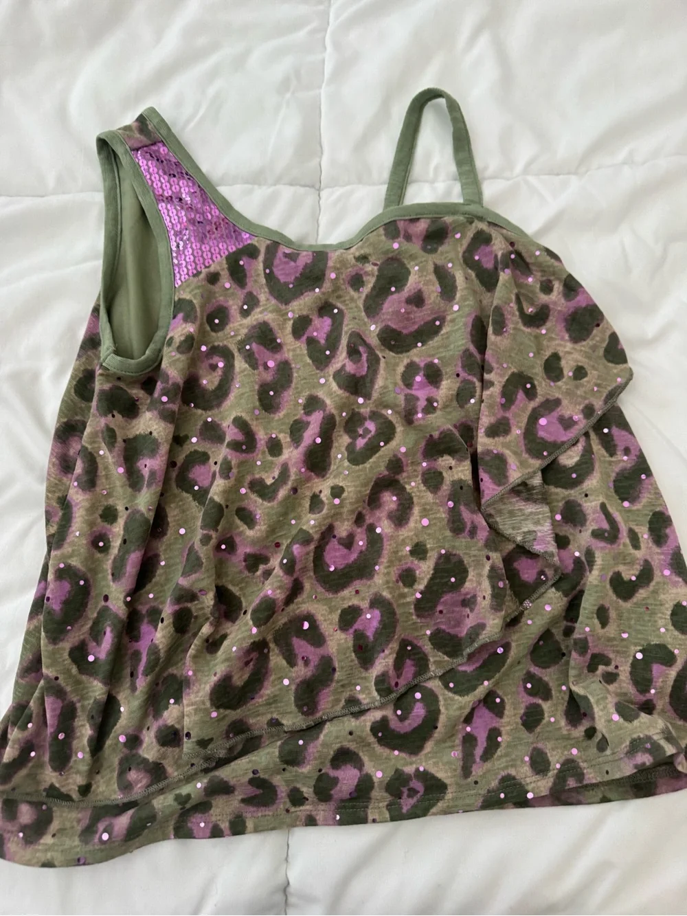 Justice Olive Green Graphic Logo Top